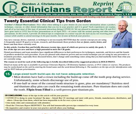 Gordon J. Christensen Clinicians Report - Filpin